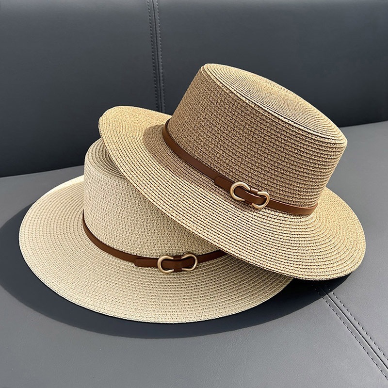 1219g Weight Straw Hat Hats Type Women's Ethnic Style Solid Color Straw Hat
