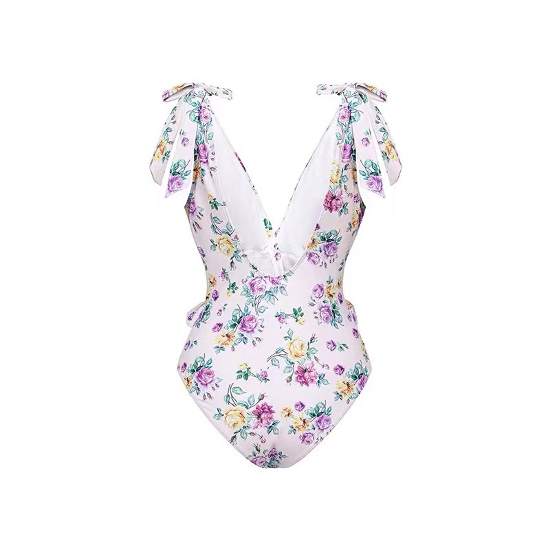 Plunging Neck Neckline Comfort Function Regular Fit Fit Type Women's Fashion Ditsy Floral Backless One Piece