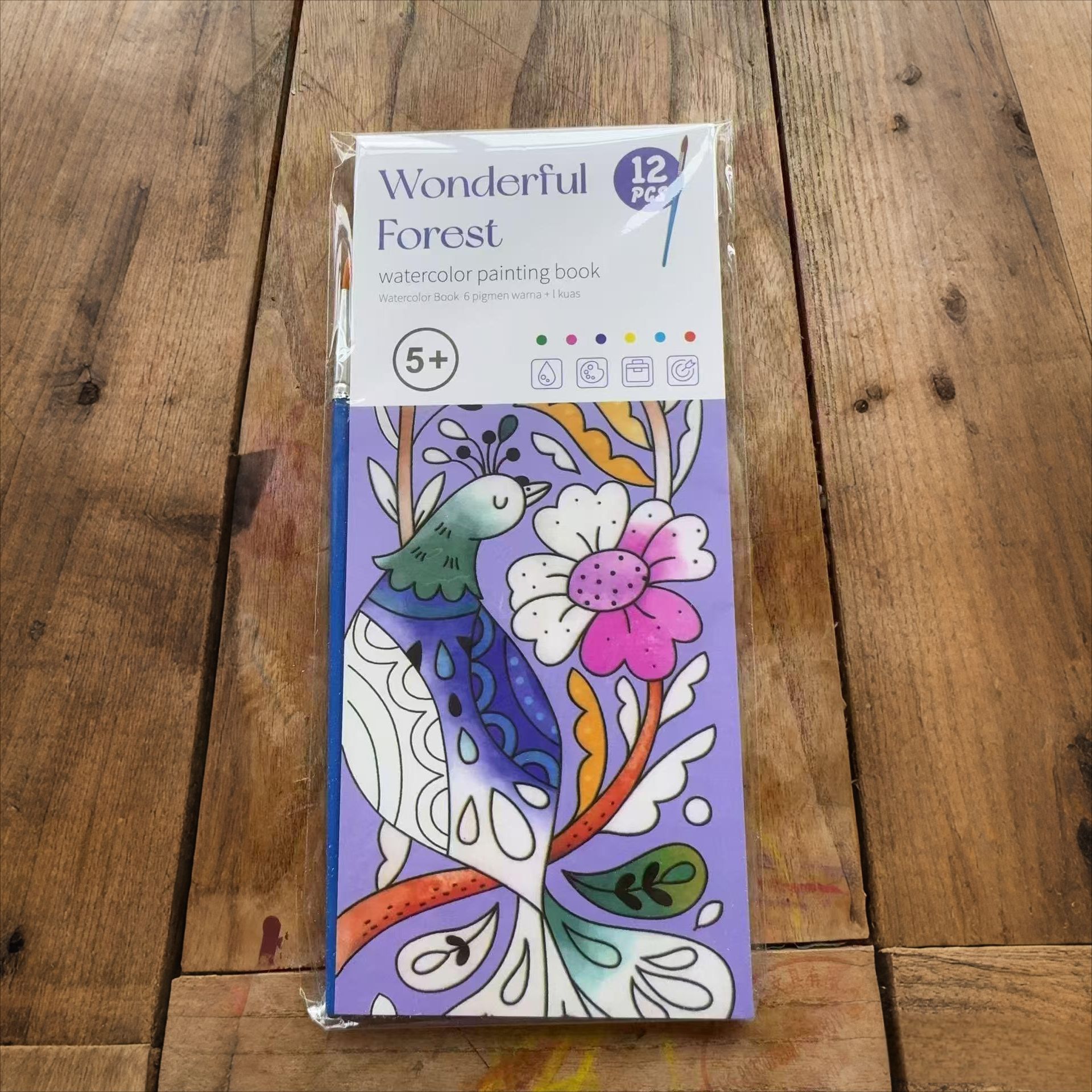 Cuaderno de acuarelas para niños, libro de pintura con acuarelas, libro de dibujo y coloreado para bebés de jardín de infantes, hecho a mano.