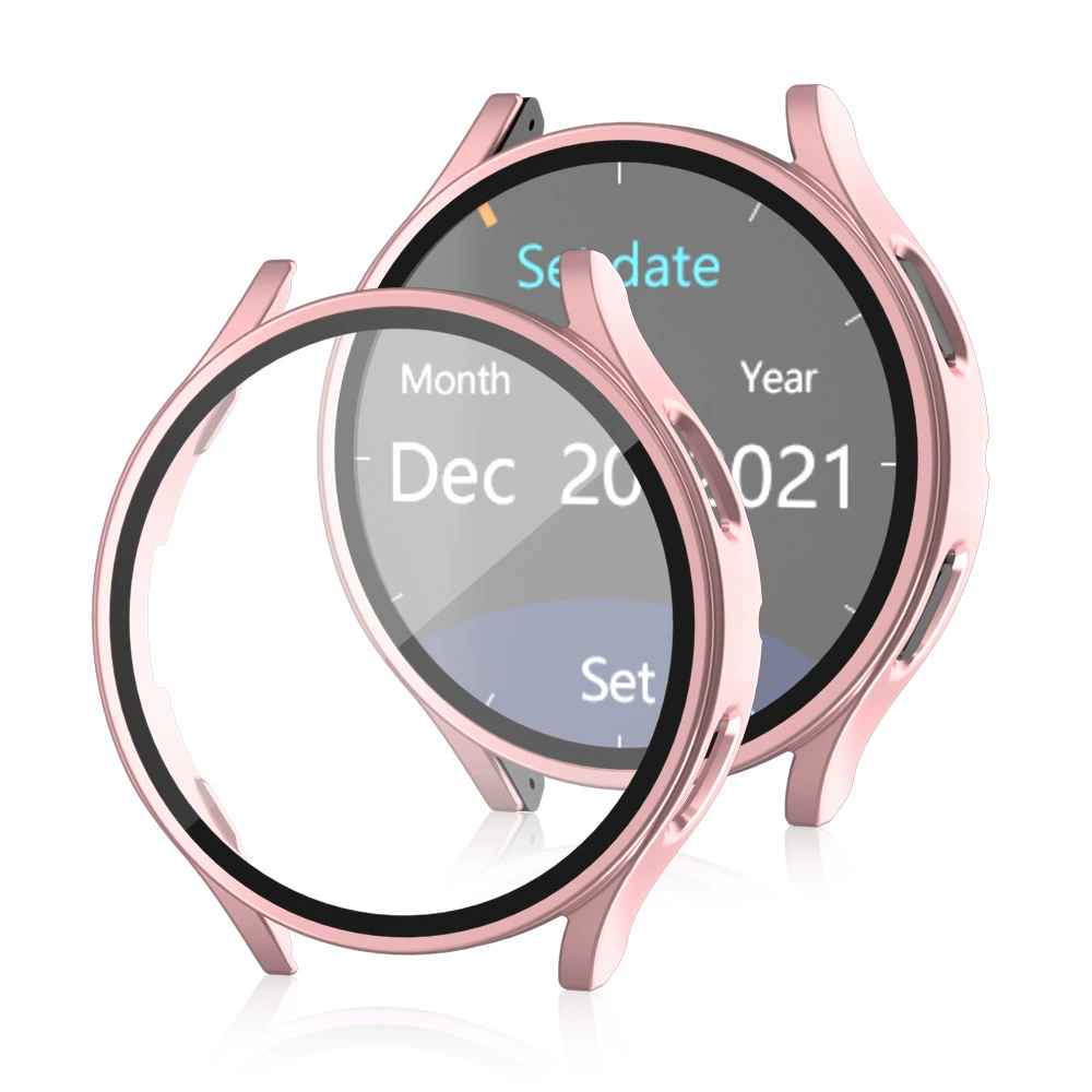 Подходит для Samsung Galaxy Watch7/6/5 поколений, PC хромированный корпус с закалённой пленкой, интегрированный чехол 40/44 мм
