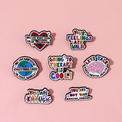 New Foreign Trade Creative Colorful Small English Phrases Alloy Brooches for Clothes, Bags, and Hats—Decorative Pins & Badges