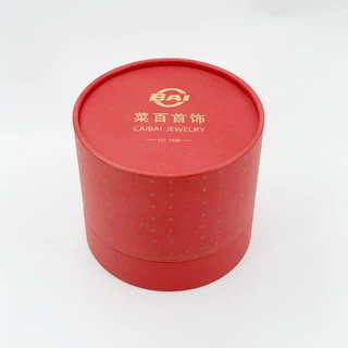 圆形圆筒首饰盒定制红色烫金纸筒礼盒珠宝饰品首饰圆筒包装盒OEM
