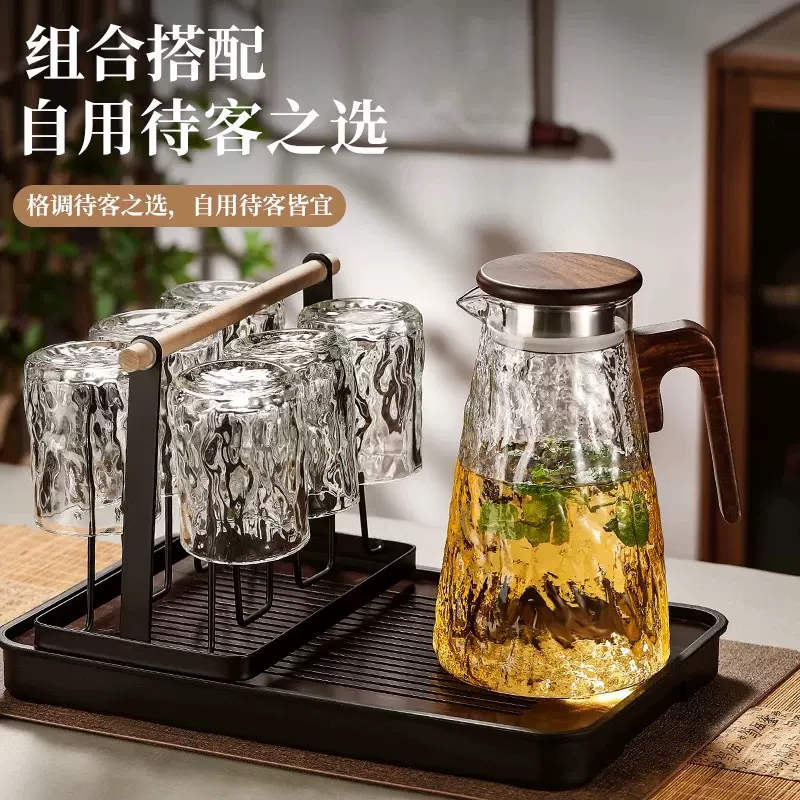 加厚冰川纹水杯套装家用冷水壶待客带盖轻奢凉水壶水具套装