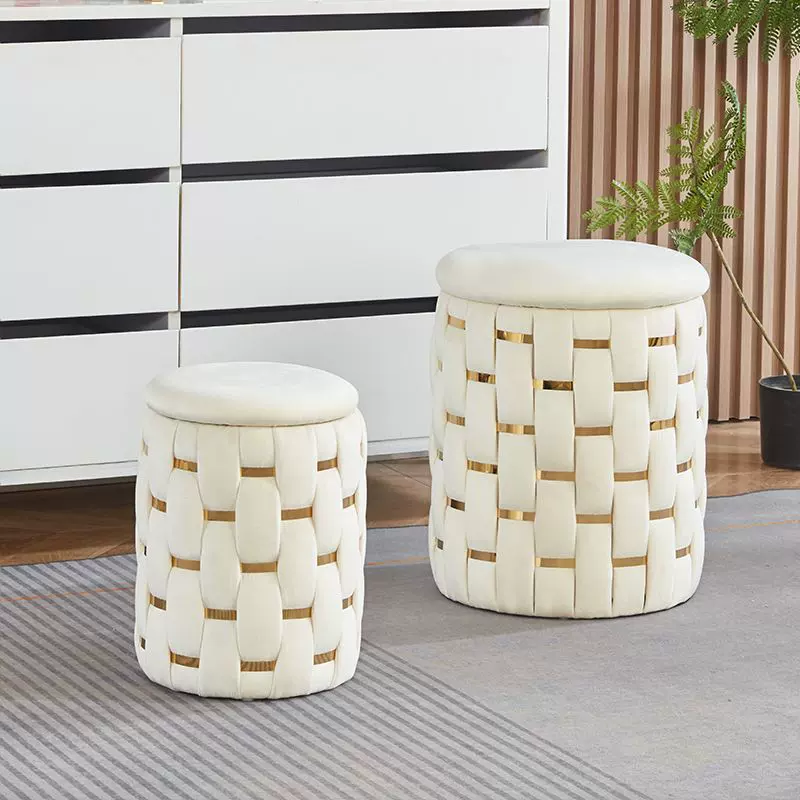 梳妆家用网红梳妆台化妆凳子卧室简约收纳储物圆凳客厅沙发椅子