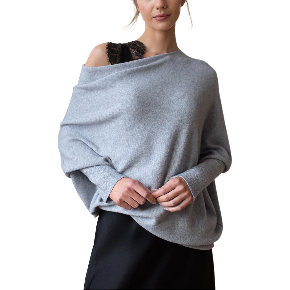 2023 otoño y invierno nuevo color sólido cuello redondo Amazon manga larga temperamento cómodo jersey de punto plegado image 1