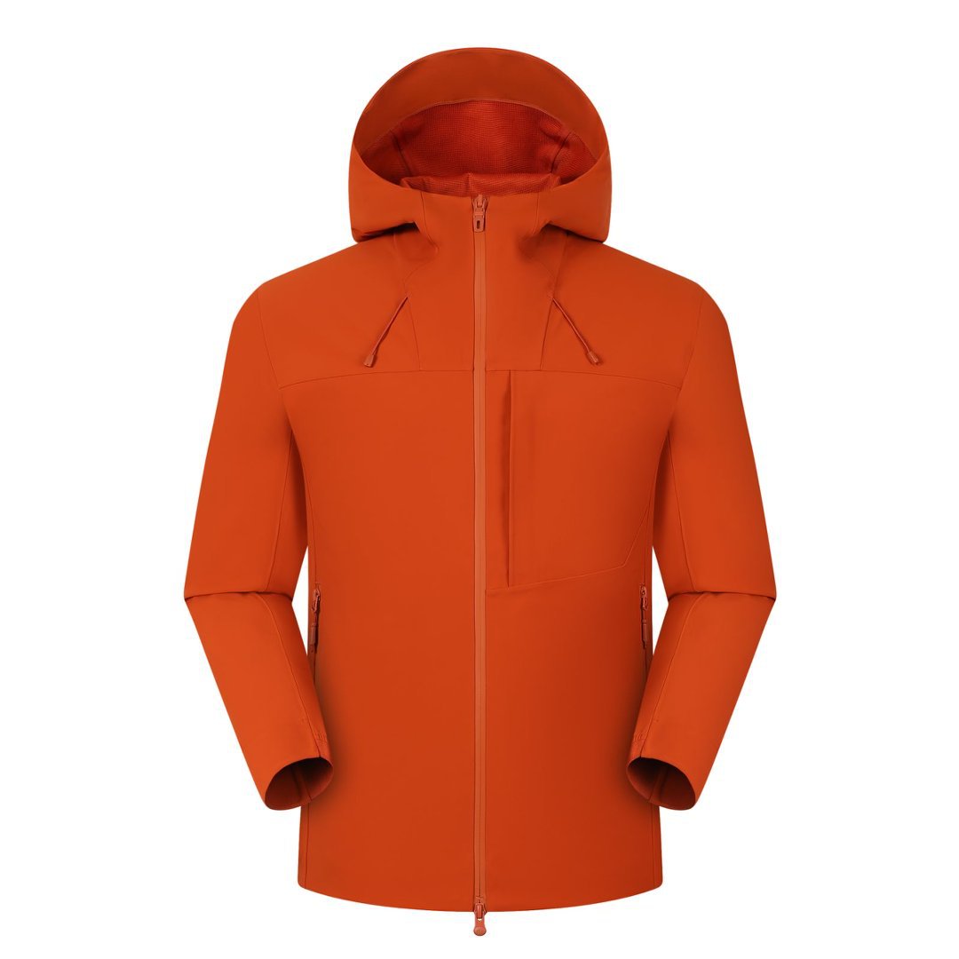 Hong Kong-style unisex sports outdoor windproof and waterproof hooded heat-sealed softshell jacket for mountaineering