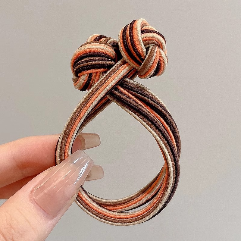 Cuerdas de cabello coloridas de doble cabeza de nudos chinos, banda de cabello de cola de caballo alta, banda de cabello de cabello gruesa, alta elasticidad, banda de goma para mujeres