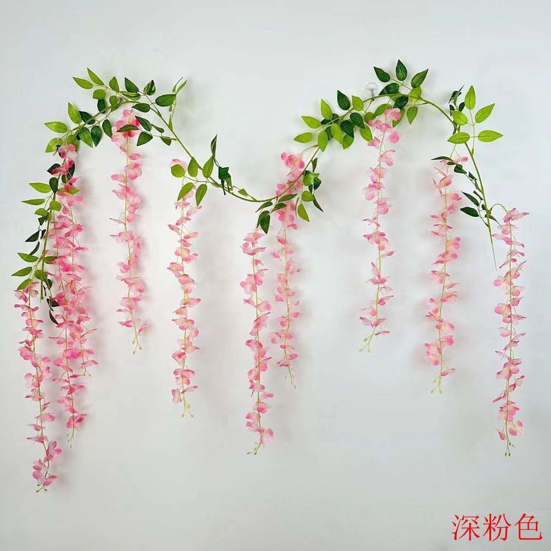 紫藤花造花藤条装飾花巻き吊り花プラスチック花藤蔓串花植物パイプは花を遮る|undefined