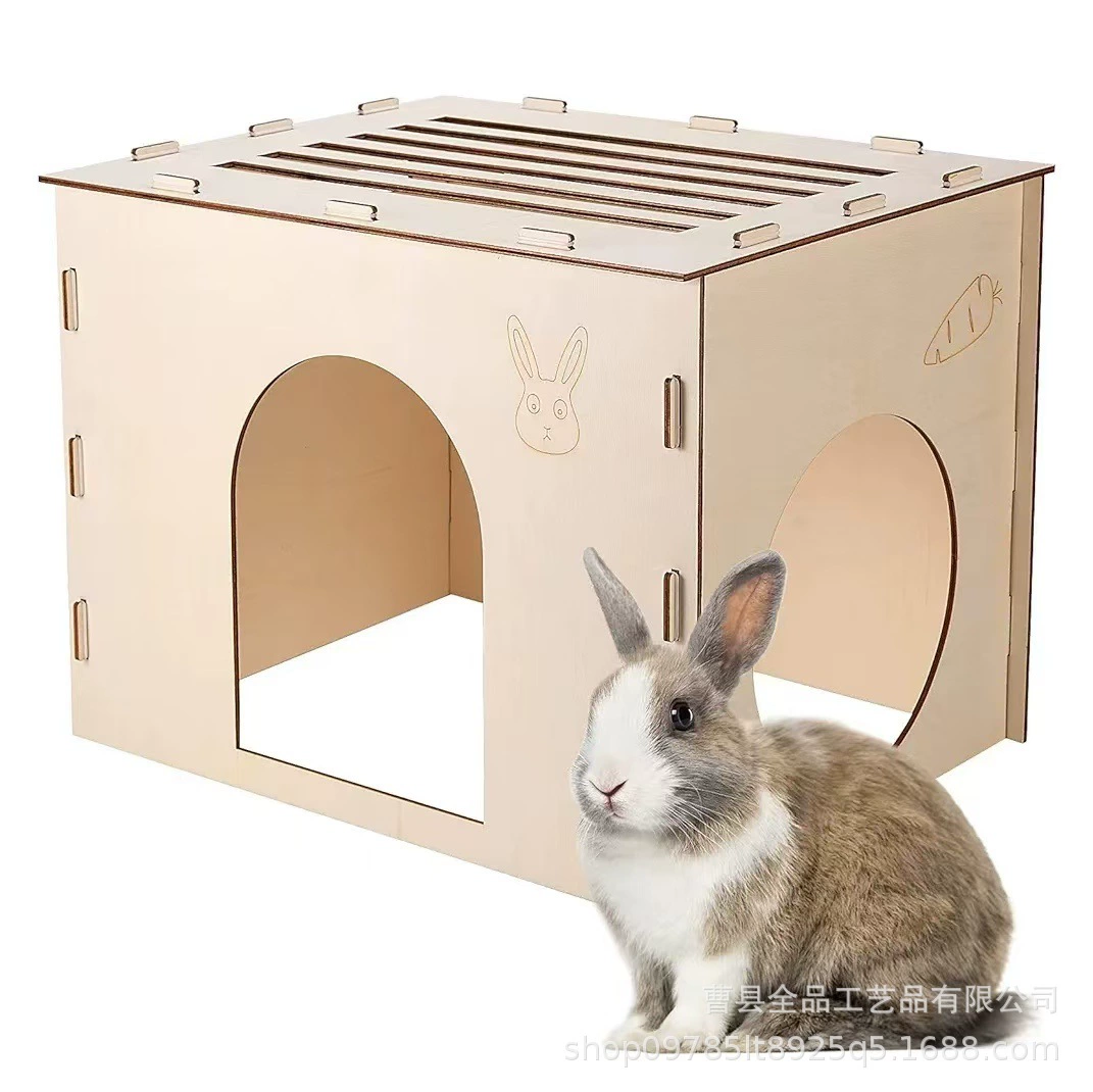 Деревянный домик-укрытие для кроликов, кроличий домик, укрытие для кроликов, гнездо для кроликов, домик для хомяков и морских свинок