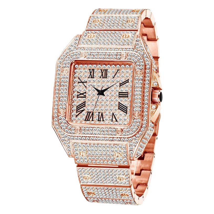 Malishi MISSFOX reloj tarjeta tanque serie cuadrado diamante cuarzo lujo hip hop reloj de hombre