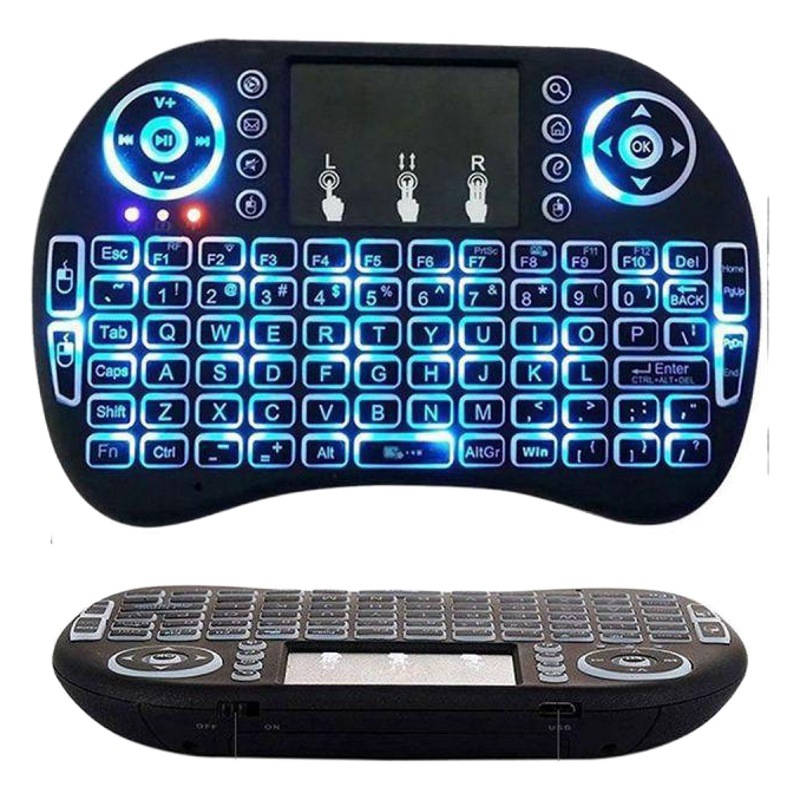 I8キーボード 7色バックライト付きワイヤレスミニキーボード 2.4Gフライマウスタッチデジタルコンピューターキーボード 3色バックライト
