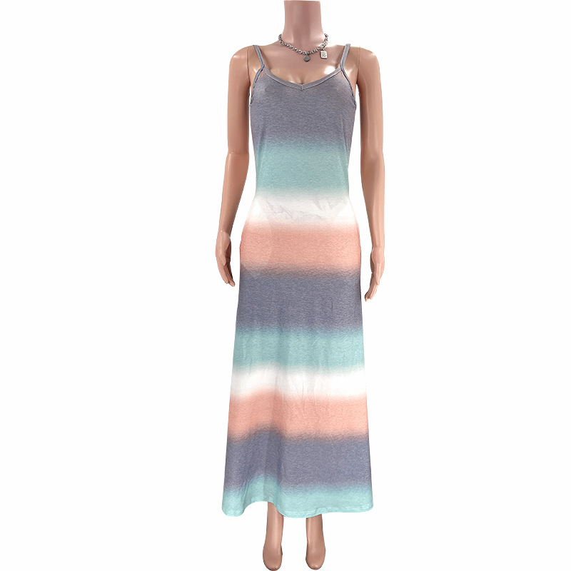 Summer Sexy Dreamy Color Printed Women Casual Strap Dress