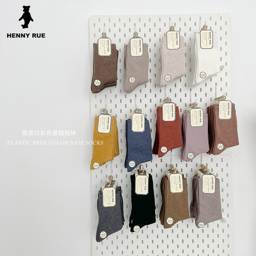 Gao Luokou Morandi color combed cotton solid color tight but not tight basic pile of women's socks
