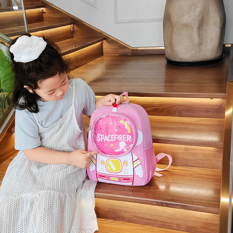 Jardín de infantes bolsas escolares de dibujos animados astronautas gran capacidad mochila de niños y niñas impresión de aire extranjero mochila infantil