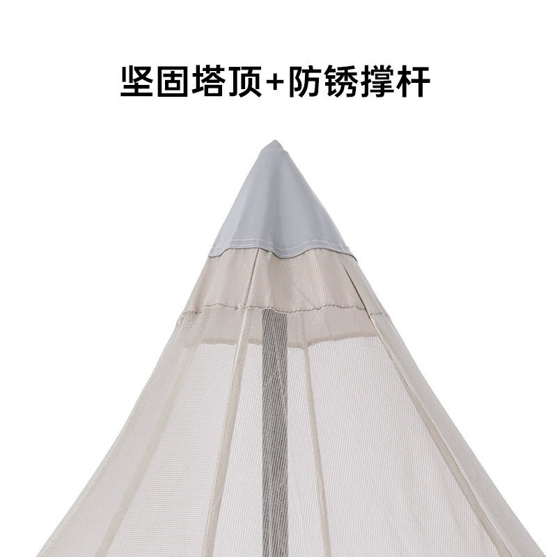 Travel handheld folding tent for camping, beige pyramid, increased thickness