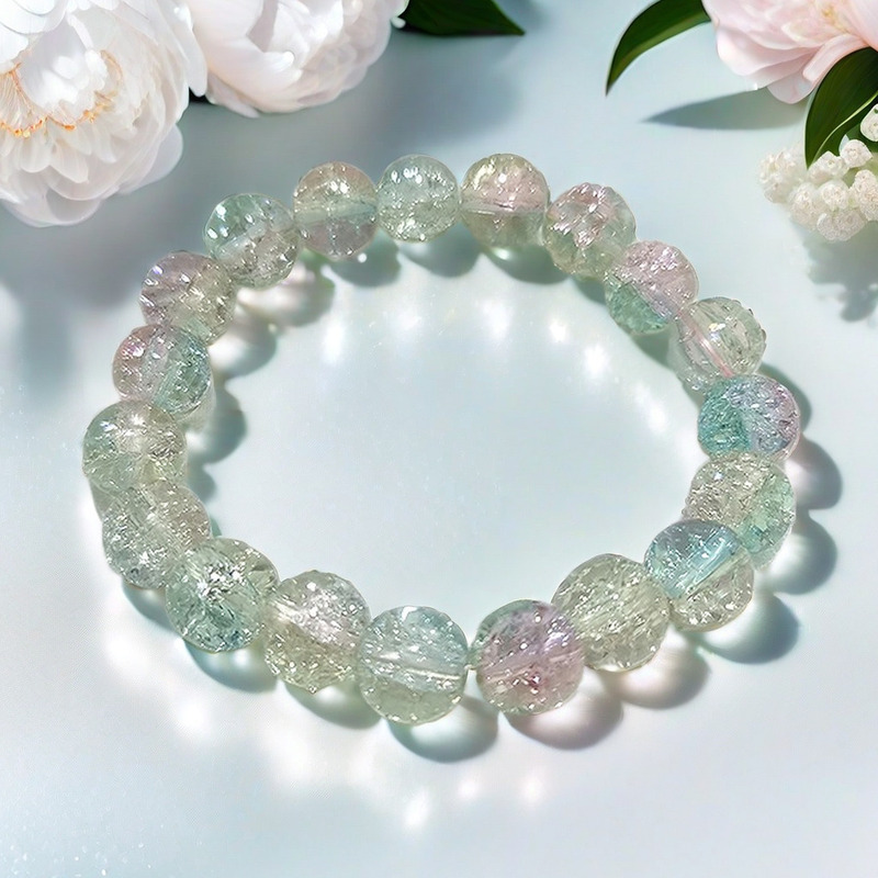 2026 Year of the Horse Special Offer: Ultra-Fairy Transparent Green Pink Bursting Glass Bead Bracelet for Women, Soft and Flexible for Students to Play With, Beaded Bracelet Gift 2026 Year of the Horse Special Offer: Ultra-Fairy Transparent Green Pink Bursting Glass Bead Bracelet for Women, Soft and Flexible for Students to Play With, Beaded Bracelet Gift