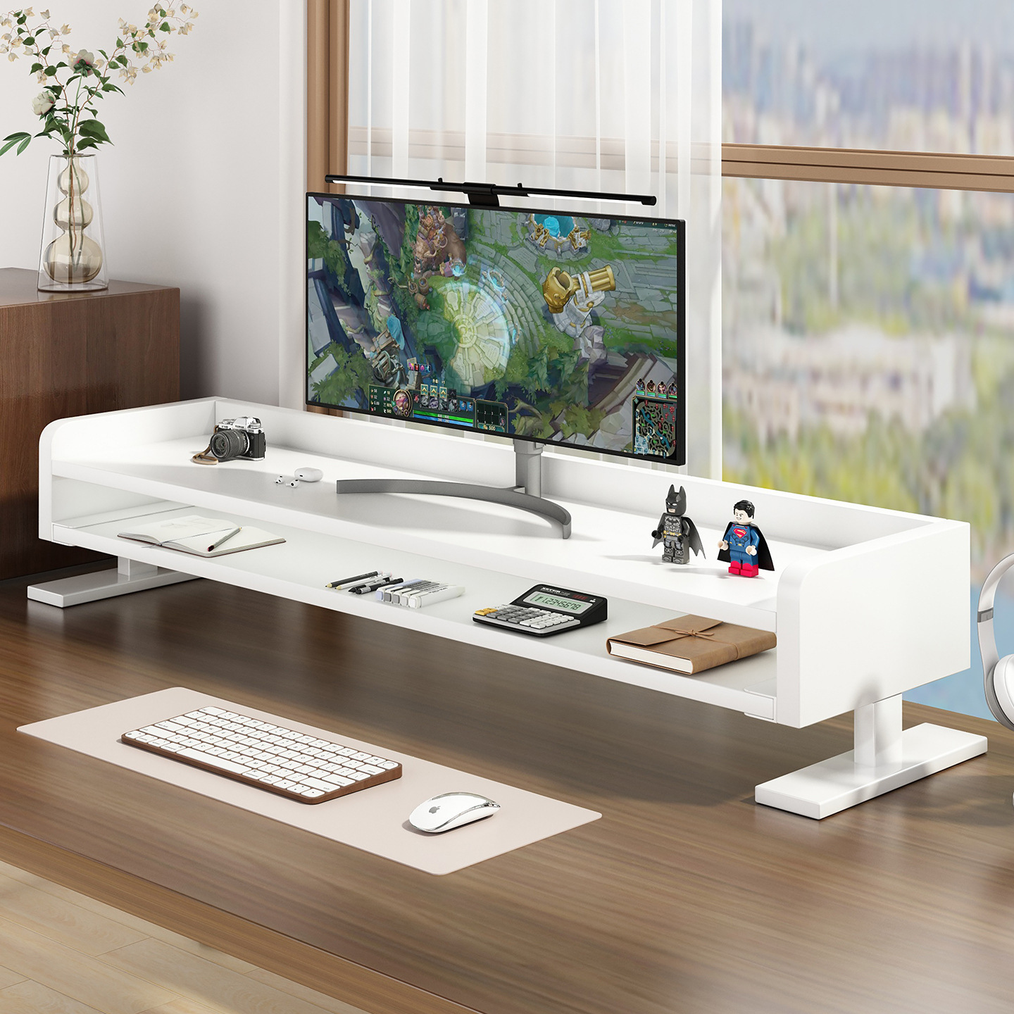 电竞房台式电脑显示器增高架笔记本屏幕底座支撑架桌面收纳置物架