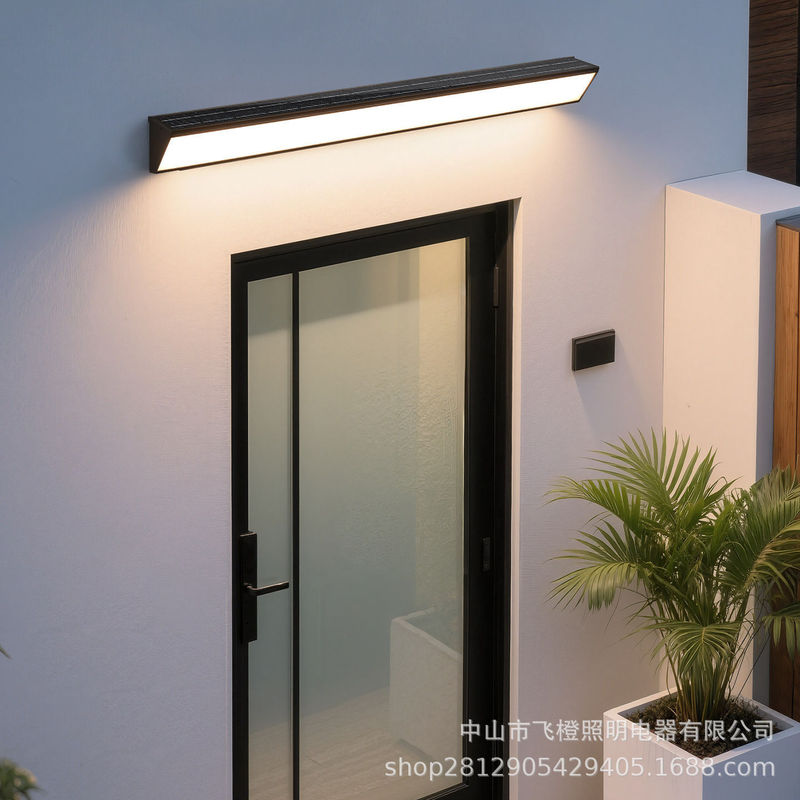 Long Strip Wall Light Outdoor Waterproof Solar Wall Light Balcony Corridor Villa Courtyard Entrance Wall Light