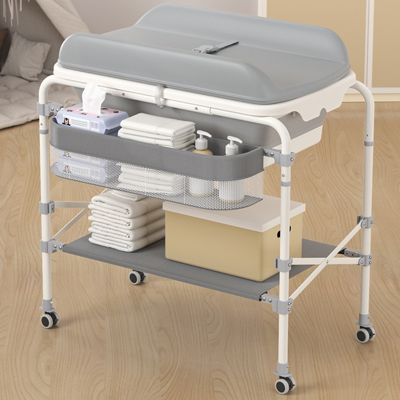 Bañera para bebés 0-3 años bañera para bebés mesa de pañales cama de enfermería plegable estante de almacenamiento de barril de baño