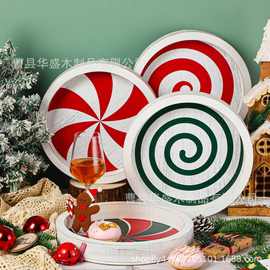 木制圣诞节装饰托盘圣诞节木制服务托盘实木圣诞节装饰餐盘