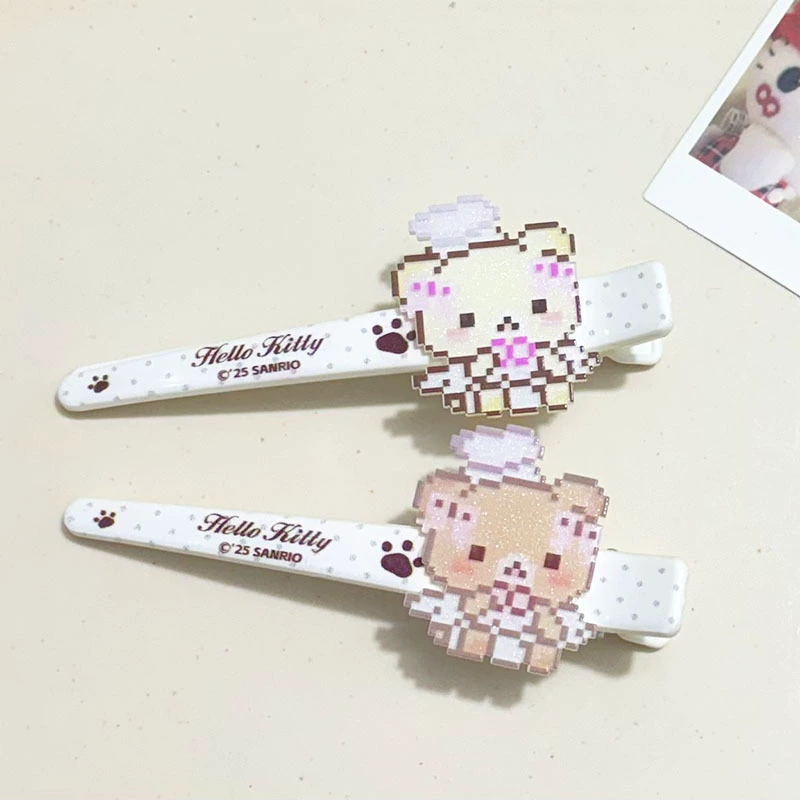 Заколка для волос (Hello Kitty) большая мультяшная с медвежатами, для челки, кофе/беж