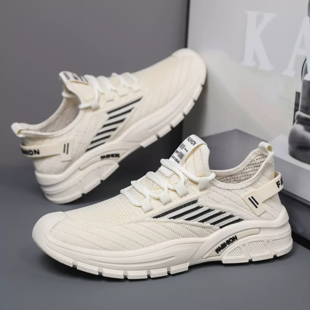 跨境新款秋季网面透气舒适跑步鞋时尚韩版学生飞织单鞋运动鞋男款