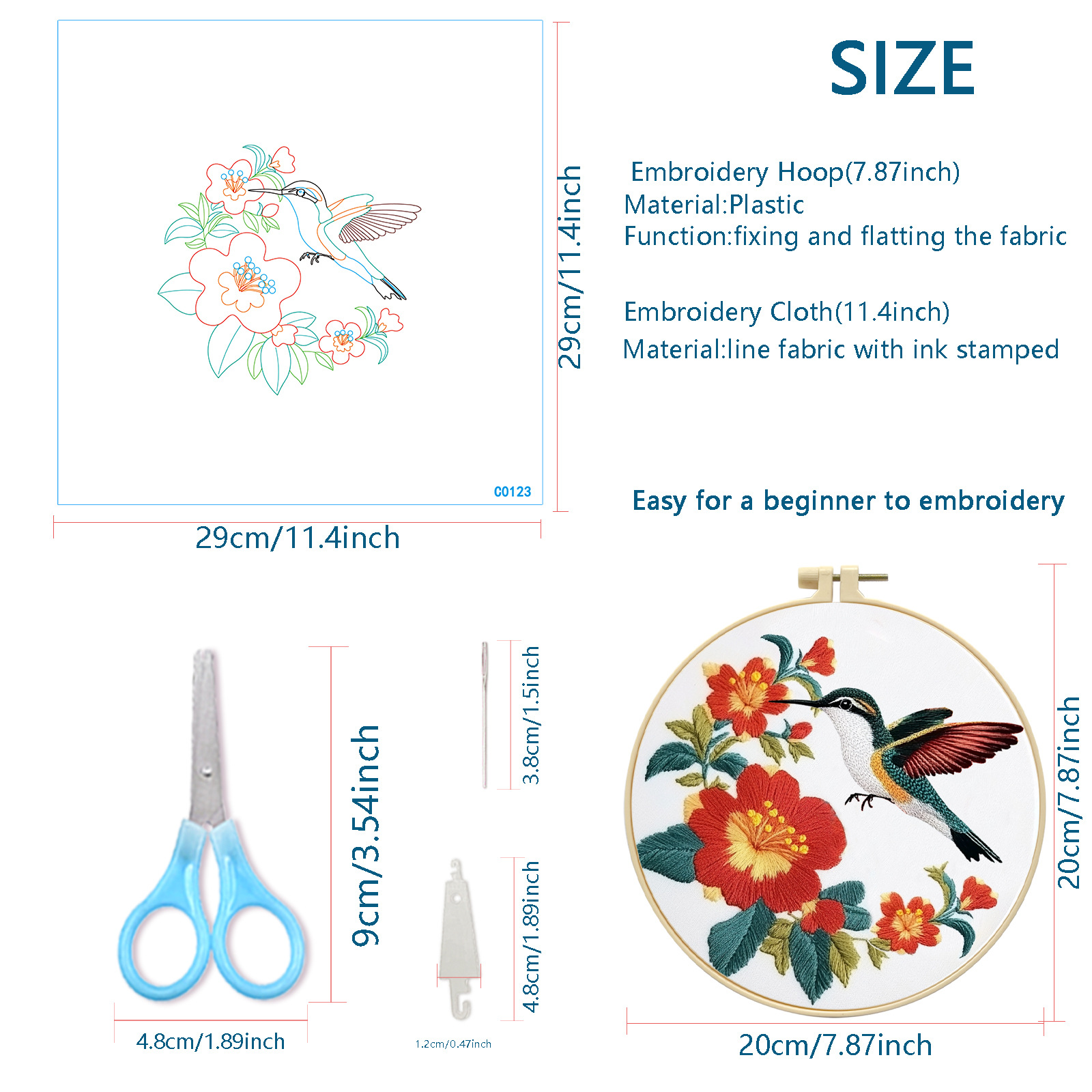 Nuevo paquete de material de bordado transfronterizo diy colibríes y flores de melocotón estética simple kit de bordado para principiantes al por mayor image 2