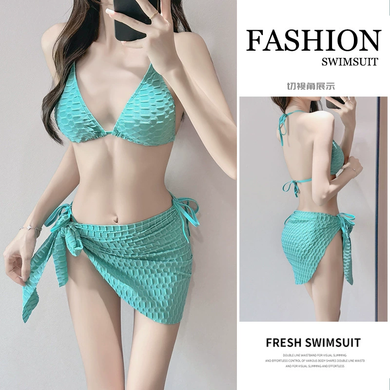 Трансграничная поставка эксклюзивно для экспорта купальников, женских бикини на бретелях, сексуального бикини из трех частей для отдыха в горячих источниках.