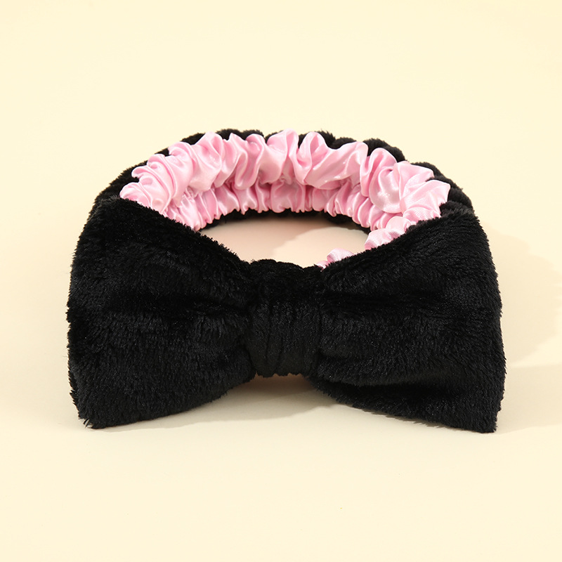 Temu transfronterizo color sólido gran arco correa de cabello máscara de lavado de la mujer correa de cabello rosa lindos joyas para el cabello