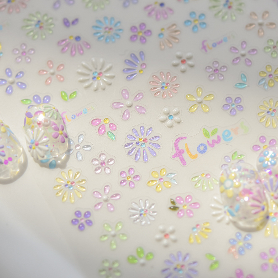 9g Weight Nail Patches Nail Supplies 1 Piece Quantity Plastic Material Cartoon Pattern Simple Style Style Tomoni Jelly Nail Stickers Popular Cute Nail Sticker Factory Wholesale Japanese Color Flower 3828 3