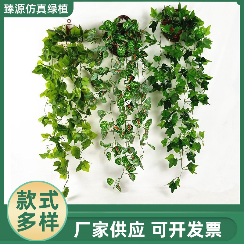 Artificial Flowers, Artificial Vines, Wall Hangings, Ivy, Pothos, Grape Leaves, Indoor and Outdoor Background Wall Decorations