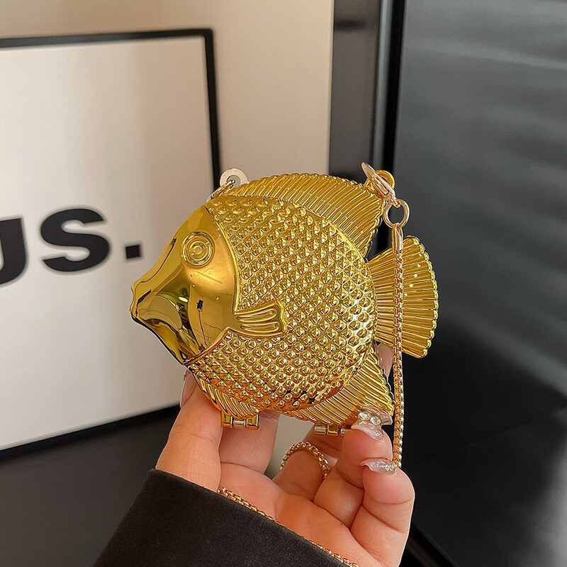 Evening Bag European and American Fashion Trend 2025 New Exquisite Small Fish Metal Banquet Bag Single Shoulder Crossbody Women's Bag Cross-Border Evening Bag European and American Fashion Trend 2025 New Exquisite Small Fish Metal Banquet Bag Single Shoulder Crossbody Women's Bag Cross-Border