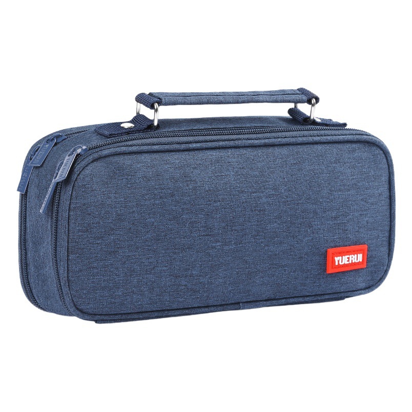 Estuche de lápices transfronterizo de gran capacidad para estudiantes de primaria y secundaria, estuche portátil con doble cremallera, estuche multifuncional.