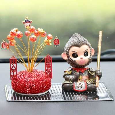Wukong Decoration Creative Cartoon Great: Car ornaments - the-great-holy-ornament-sitting-spider-cushion-congratulations-on-fortune-gypsophila-glue-10