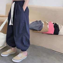 女童休闲裤夏季薄款长裤2026宽松裤子春秋洋气儿童束脚裤运动风