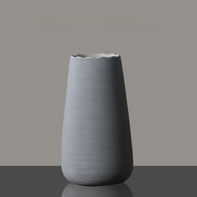 Decoración de jarrón de cerámica negra Decoración de arreglo floral de sala de estar Wabilifeng ins Decoración creativa de flores secas simples blancas