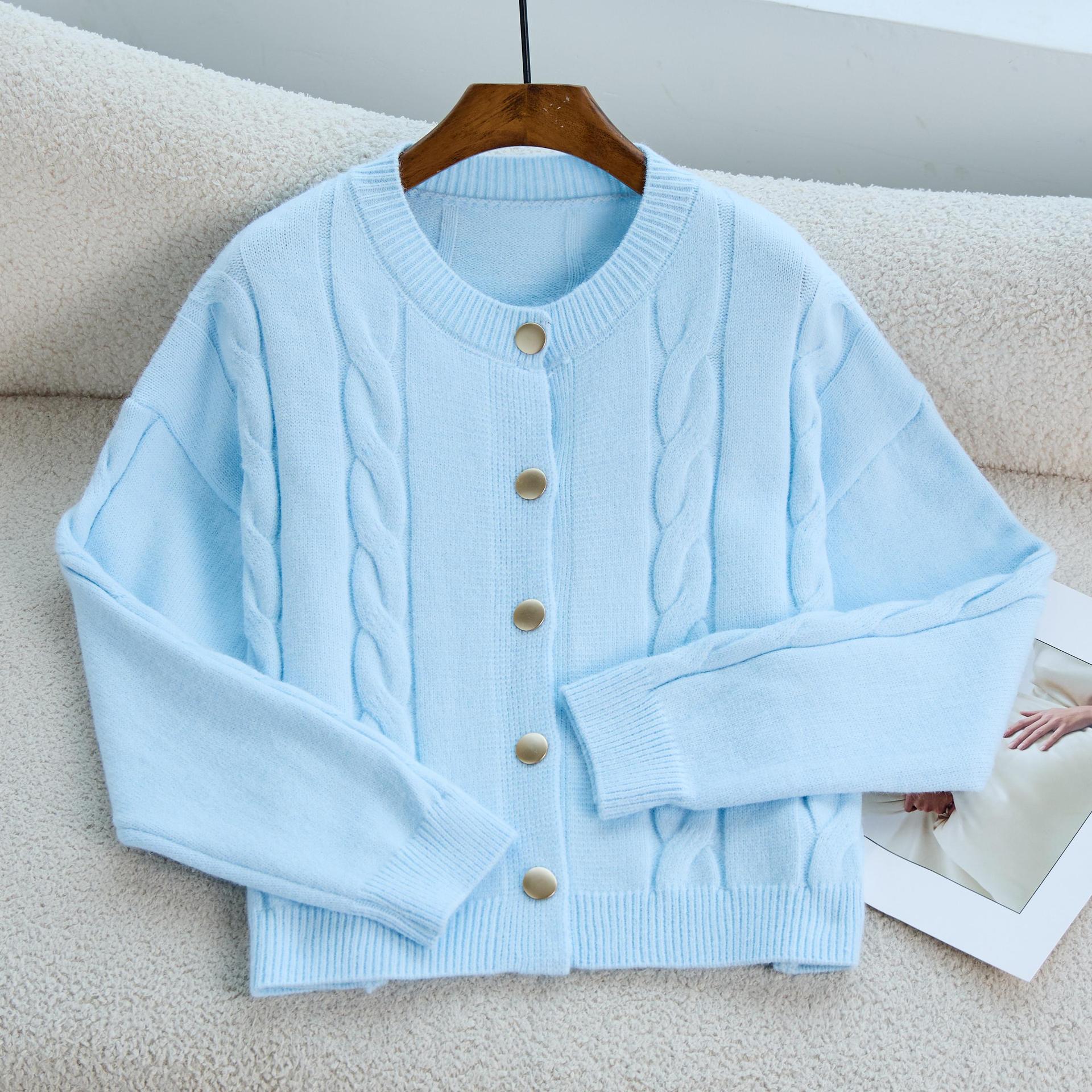 2025 comercio exterior transfronterizo otoño nuevo cuello redondo retorcido retro tridimensional retorcido textura jersey de punto suéter mujer