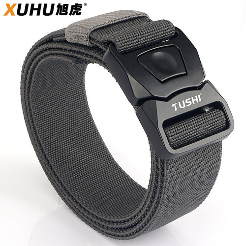 New men's casual versatile workwear nylon belt outdoor training quick release buckle tactical elastic belt