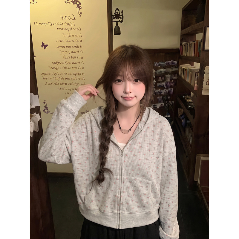 Official image, special price: Waffle-knit composite milk silk 400g thin sweatshirt, women's spring/autumn zip-up cardigan jacket Official image, special price: Waffle-knit composite milk silk 400g thin sweatshirt, women's spring/autumn zip-up cardigan jacket