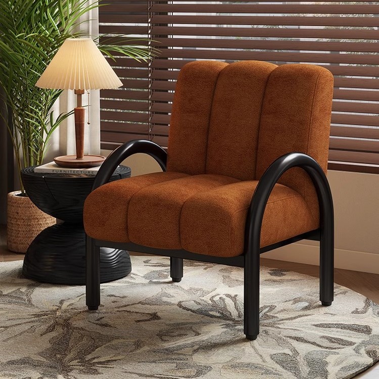 Medieval Style Fabric Designer Single Sofa Chair Retro Living Room Balcony Lazy Backrest Leisure Chair Single Chair