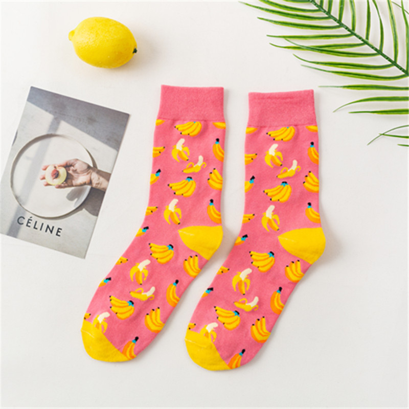 Calcetines de algodón de media pantorrilla de mujer lindos calcetines de fruta japonesa ins calcetines de moda versátil estilo coreano calcetines de algodón lindos al por mayor