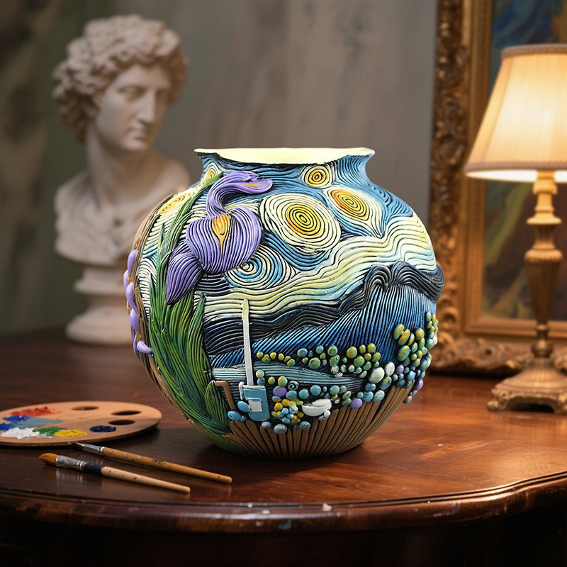  Explosions Van Gogh Art Inspiration Starry Night Flower Pot Home Living Room Desktop Entrance Flower Arrange Handmade Decorations