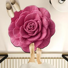 新款外贸批发玫瑰硅藻泥地垫卧室装饰吸水脚垫易打理3d立体地毯