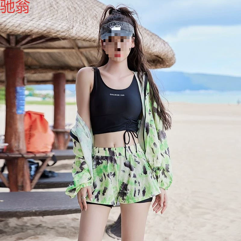 Split swimwear, supporting set, 3 piece set, fitted