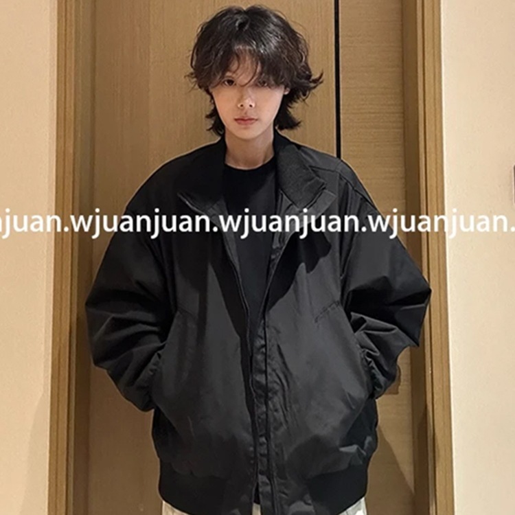 卷卷『WJUANJUAN』秋美式高街中性风立领飞行夹克男女短款宽松百|undefined