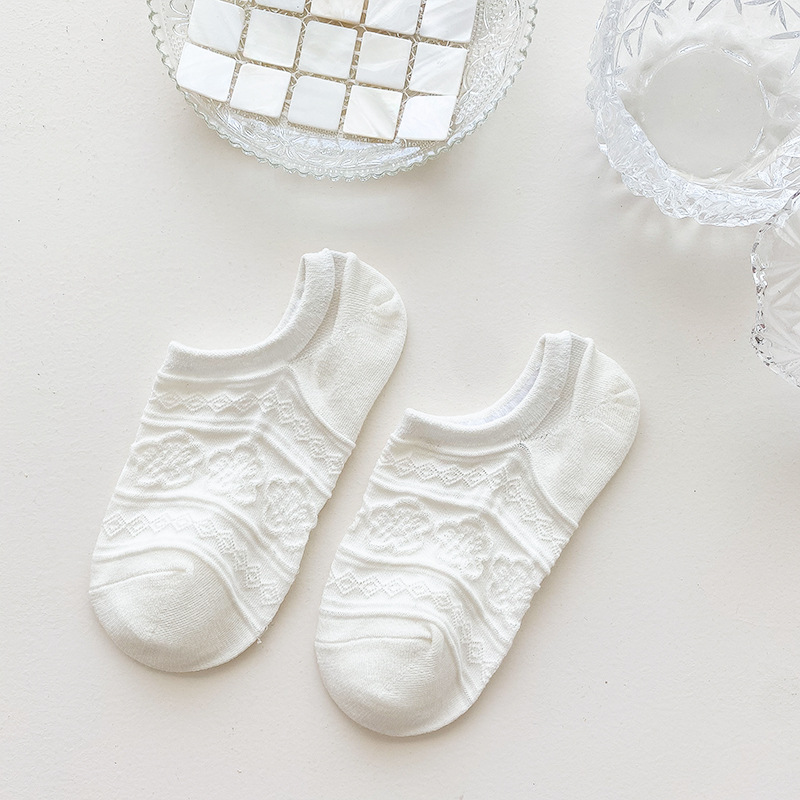 Medias de barco de patrón oscuro, medias invisibles de verano, delgadas y transpirables, medias de color sólido, medias de mujer multifacé, medias de mujer, medias al por mayor.