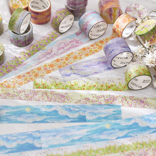 Early Foam and Paper Tape Dreamy Fairyland Series Instagram Style Oil Painting Scenery DIY Decorative Sticker 12 Styles