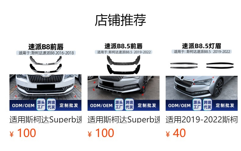 Suitable for Skoda Superb B8.5 2020-2022 rear lip spoiler surround cross-border modification