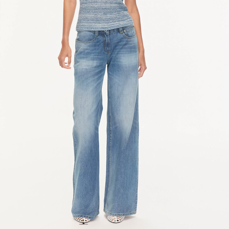 Northbuts Shierjia Blue Washed Whiskered Mid-Low Waist Loose Straight Casual Jeans 2026 Summer New Northbuts Shierjia Blue Washed Whiskered Mid-Low Waist Loose Straight Casual Jeans 2026 Summer New
