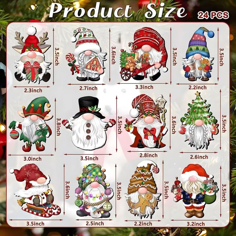 24個のクリスマスドワーフ木製オーナメントはクリスマスツリーに掛けてクリスマスデコレーションパーティー用品に使用されます。|undefined